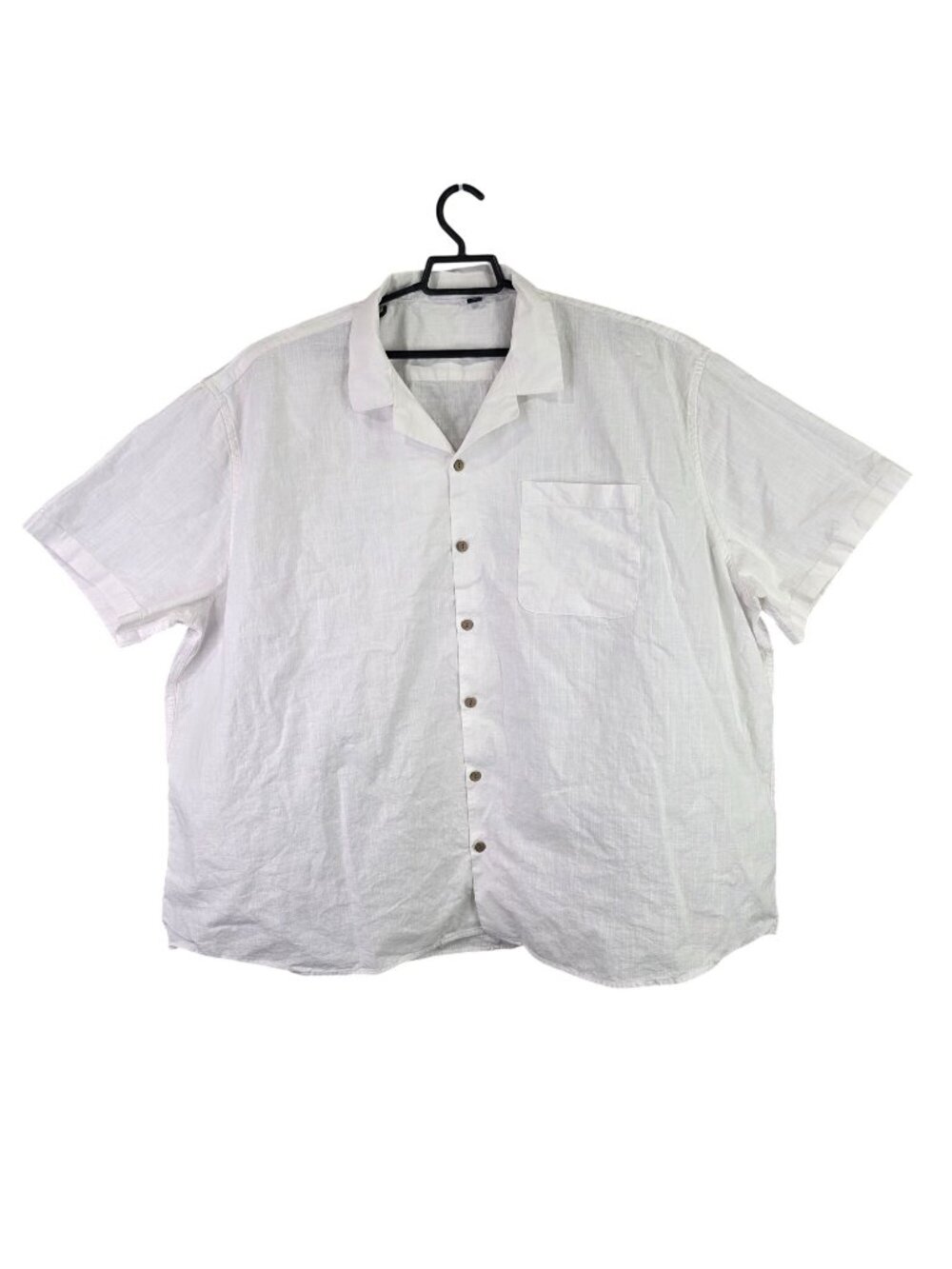 Mens Design In Italy White Short Sleeve Linen Blend Button Up Shirt Size 5XL